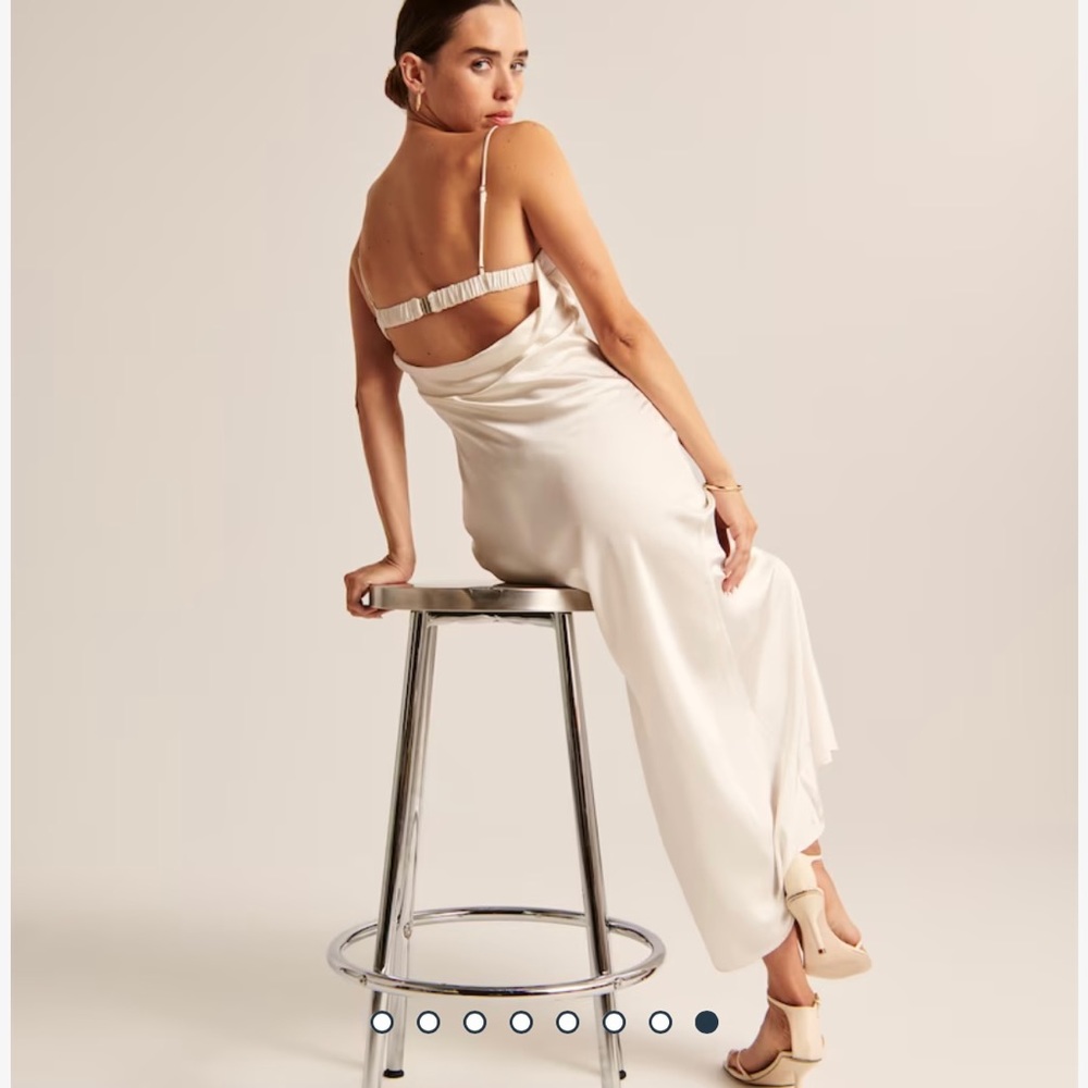 Cream Satin Slip Cowl Back Midi Dress Abercrombie